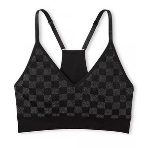 Victoria Secret PINK Black Checkered Padded Sports Bra Top